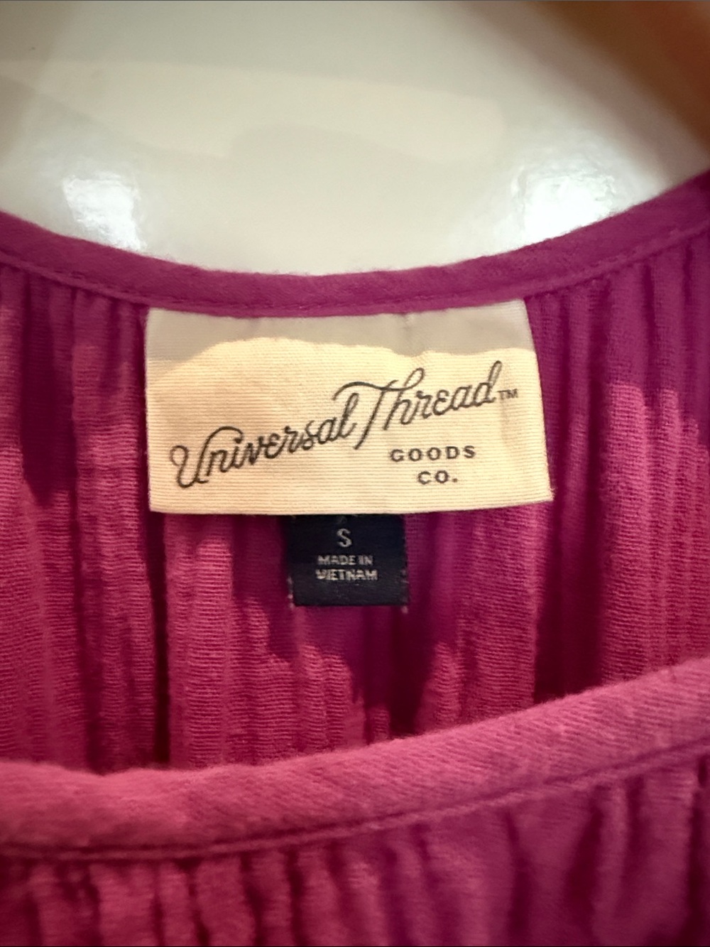 Universal Thread Magenta Crinkle Cotton Dress size Small - Picture 2 of 3